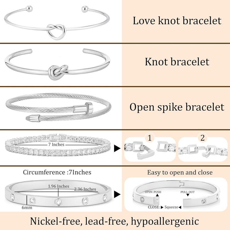 FAFUGA 18 K Gold Plated Love Bangle Bracelet Stack Cuff Jewelry for Women Jewelry Set for Women Gift with Box - Image 4